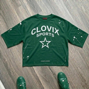 Nueva Tendencia, Camiseta de Manga Corta con Estampado de Gota de Pintura, Precio Bajo, Moda Urbana, Corte Holgado, Prenda Personalizada - Product Image 1