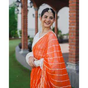 ชุดสาหรี่เลเฮริยาประดับมุกที่สวยที่สุดสำหรับงานปาร์ตี้ พร้อมผ้าสำหรับตัดเสื้อคลุม สำหรับผู้หญิงอินเดียในโอกาสงานแต่งงาน - Product Image 2