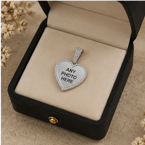 <b>Memory</b> Heart Pendant Silver Lab Grown Diamond Custom Picture Pendant <b>Gift</b> For Women - Product Image 3