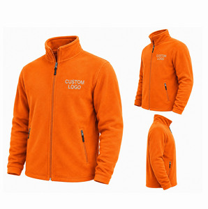 Chaqueta de Forro Polar Naranja para Hombre, Cierre Completo, Cuello Alto, Bordado Frontal con Logotipo Personalizado, Ropa Casual de Invierno, Forro 100% Poliéster con Interior de Algodón - Product Image 5