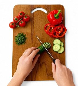 Planche à découper en bois d'acacia avec poignée, grande planche à découper en bois, planche de préparation alimentaire pour la cuisine - Product Image 2