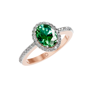 Bague halo en or 14 carats avec émeraude naturelle taille ovale 1,5 carat |   Bague de fiançailles et de fête minimaliste pour femmes |   Certifié IGI - Product Image 6