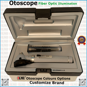 Ensemble d'instruments d'otoscopie à fibre optique médicale avancée, gris, manuel, certifié CE, certifié ISO13485, garantie de 3 ans, chirurgie générale - Product Image 1