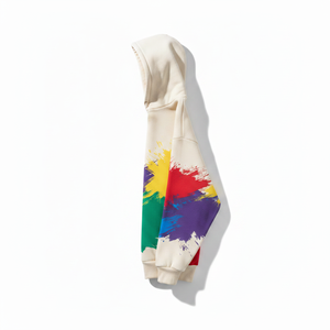 Sudadera con Capucha Estampada por Descarga, OEM ODM, Unisex, Hombro Caído, Oversize, Lisa, Efecto Tinta de Color Personalizado - Product Image 5