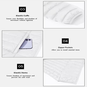 Chaqueta Acolchada Blanca Personalizada OEM, Ligera, Cortavientos, con Cierre de Cremallera, Abrigo Informal de Otoño, Ajuste Regular, con Capucha - Product Image 5