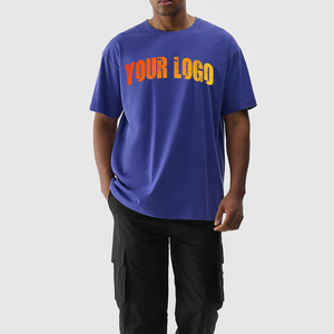 New Fashionable Oversized <b>Men's</b> T-<b>Shirts</b> Custom DTF Printed logo O-neck Short Sleeve 100% Cotton Plus Size Solid <b>Blue</b> Tee <b>Shirts</b> - Product Image 6