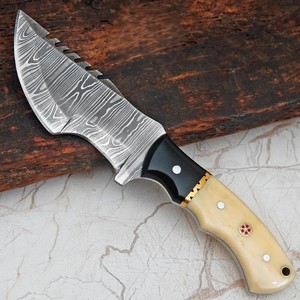 Custom Handmade ODM Industrial Grade Damascus Steel Straight Tracker <b>Knife</b> <b>Bone</b> <b>Handle</b> 10in Drop Point Camping Viking Art FH-169 - Product Image 3