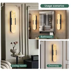 19.7\" Natural Marble Wall Sconce Modern Indoor <b>Black</b> Sconces Set for <b>Bathroom</b> Living Room Bedroom Hallway Stairs Wall <b>Lighting</b> - Product Image 5