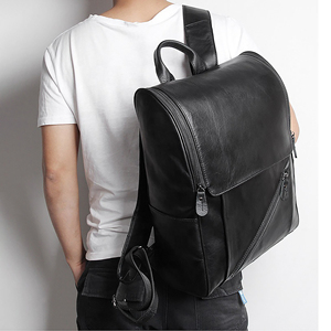 Men's Casual Waterproof Genuine <b>Leather</b> <b>Backpack</b> Zipper Closure Lightweight Large Capacity Camping Hiking School <b>Laptop</b> Bag - Product Image 6