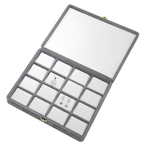 กล่องเก็บสร้อยคอแบบญี่ปุ่นพิมพ์ลายทรงสี่เหลี่ยมผืนผ้า 16 ช่อง พร้อมขอบโค้งมน ทำจากกระดาษกำมะหยี่ ขนาด 243x213x50 มม. - Product Image 1