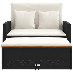 Canapé de jardin 2 places en polyrotin noir pour usage extérieur - Product Image 6