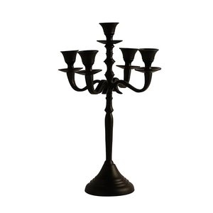 Modern Matte Black 5-Arm Metal Candelabra <b>Tall</b> Candle Holder <b>Table</b> Centerpiece for Wedding Event Decor - Product Image 1