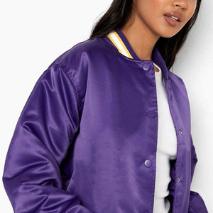 Womens Bomber Jacket Hot Sexy Satin Front Zipper Waterproof Eco Friendly Windproof Plus Size Autumn Winter Wholesale Solid - Product Image 3