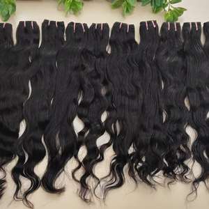 100% cabello humano virgen Indio Extensión de cabello crudo. ondulado natural Remy cabello humano tejido. mejor caída libre Remy - Product Image 1