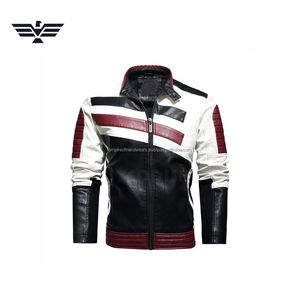Chaqueta de Motociclista de Cuero de Alta Calidad Personalizada para Hombre |   Chaqueta de Motociclista Negra, Blanca y Marrón |   Logotipo personalizado de manga larga - Product Image 2