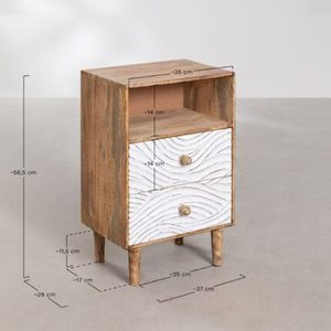 Mesita de Noche Moderna de Madera con 2 Cajones, Acabado en Madera de Mango Marrón, para Dormitorio u Oficina en Casa - Product Image 3
