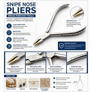 Snipe Nose Pliers Brass <b>Piercing</b> Tools Non Marring Jewelry Making Tool ZetomedPro - Product Image 3