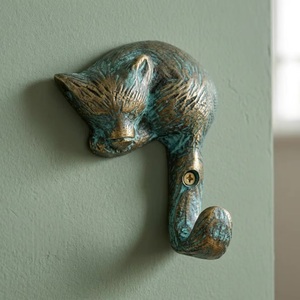 Ba Vintage Cat <b>Wall</b> <b>Hook</b> Rustic Handmade Cast Iron Eco-Friendly Durable Self-adhesive Single <b>Hook</b> Animal Design for Clothing - Product Image 4