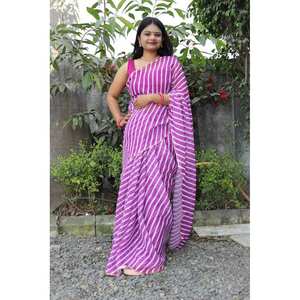 Georgette Lehriya Printed <b>Saree</b> in <b>Purple</b> - Product Image 1