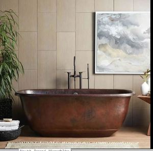 Bañera de Cobre Independiente de Lujo, Estilo Rústico, Color Marrón, Ecológica, Ovalada, Metálica, para Baño en Casa - Product Image 4