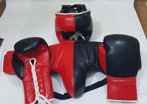 Custom Logo Premium Cowhide Leather Sparring Boxing <b>Gloves</b> MMA Training Nose Bar Head Guard And Groin Protector Cup - Product Image 6