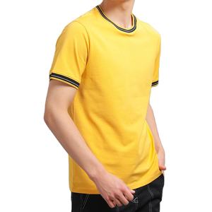 T-shirts pour hommes à col ras du cou avec bordure contrastante, en coton lourd 240 GSM, manches courtes, haut décontracté, fabricant OEM ODM en gros - Product Image 2