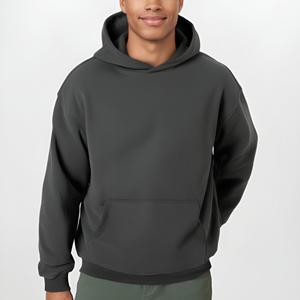 Sweat à capuche unisexe 100 % coton molletonné, coupe oversize, respirant, séchage rapide, avec poches, imprimé numérique, teint uni - Product Image 2