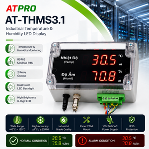 Afficheur de température et d'humidité industriel avec double relais et Modbus RTU |   AT-THMS3.1 |   Fabricant OEM - Product Image 1