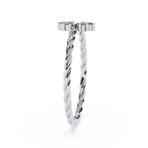 Anillo de Compromiso de Diamantes en Oro Blanco para Mujer, Corte Brillante Redondo, Diamante Natural Certificado por GIA, Diseño Clásico de Banda Trenzada - Product Image 3