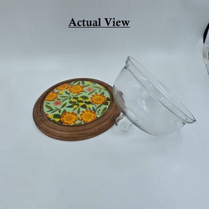 Cúpula de Cristal Hecha a Mano con Base de Madera, Cubierta Floral para Exhibición de Postres, Campana para Tartas, Soporte para Servir Alimentos, para Panadería y Restaurante - Product Image 1