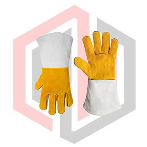 Guantes de Cuero Dividido para Soldadores Mig Mag, 7 oz, 16 Pulgadas, Resistentes al Calor, Antiestáticos, Antidesgarros, Antivibración, Sin Silicona - Product Image 4