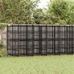 Grande cage pour chien durable en acier noir thermolaqué - Product Image 1