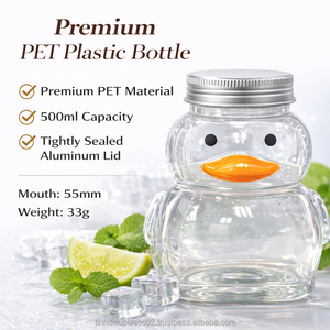ขวด PET รูปเป็ดน่ารัก ขนาด 500 มล. พร้อมฝาเกลียวอะลูมิเนียม สำหรับเครื่องดื่ม น้ำผลไม้ ชา กาแฟ - Product Image 6
