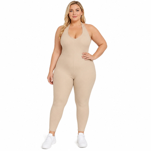 Women's Halter Neck Gym Wear Jumpsuits Sleeveless Plus Size Compression Bodysuit Women Ankle Length <b>Playsuit</b> Yoga Wear Jumpsuit - Product Image 2