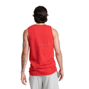 Custom High Quality Men's Gym Workout Vest Tank <b>Top</b> Casual Cotton Red 3D Print Decoration Logo on Back - Product Image 4