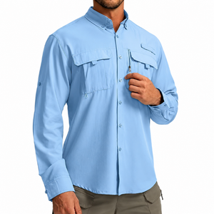 เสื้อเชิ้ตผู้ชาย OEM สำหรับใส่ทำงาน เดินป่า ตกปลา ล่าสัตว์ ท่องเที่ยวกลางแจ้ง แห้งเร็ว ติดกระดุม แขนยาว น้ำหนักเบา เหมาะสำหรับฤดูใบไม้ร่วง - Product Image 6