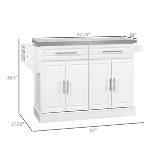 Carrello da Cucina Portatile con Isola Girevole, Ecologico in Acciaio al Carbonio, Piano in Marmo Bianco e Acciaio Inossidabile, con Portasciugamani e Portaspezie - Product Image 3
