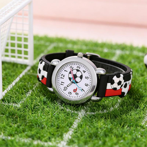 3D Embossed Striped Silicone Strap <b>Football</b> Pattern Children <b>Watch</b> Cute Elementary School Student Gift <b>Watch</b> - Product Image 4