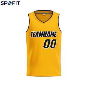 Maillot de basket-ball personnalisé durable pour hommes, couleur personnalisée pour les sports d'équipe, maillots à col en V grande taille, respirant et à séchage rapide - Product Image 5