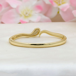 Wholesale 925 Sterling Silver Gold Plated Cubic Zircon Cuff <b>Bangle</b> <b>Bracelet</b> For Women Luxury Snake Shape Party Gift - Product Image 2