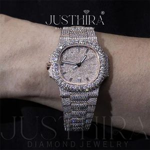 Indian Manufactured Luxury Moissanite Diamond <b>Watch</b> with Sapphire Glass for <b>Men</b> Iced Out Hip Hop Timepiece Available For Sale - Product Image 3