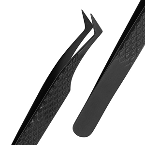 Pinzas para Pestañas Stahlmann Pro de Acero Inoxidable, Tipo L de 90 Grados, Punta Serrada, Antiestáticas, Ecológicas, para Cejas, con Logotipo Personalizado - Product Image 1