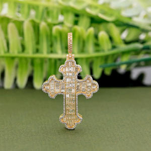 Baguette Cut Moissanite <b>Cross</b> Pendant 925 Sterling Silver Rhodium Plated Trendy Unisex Jewelry for <b>Men</b> Women Everyday Wear - Product Image 1