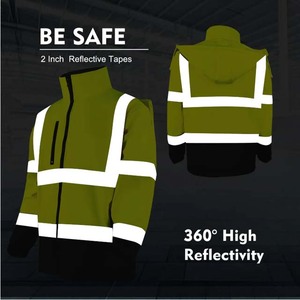 High Visibility Reflective Thickened Safety <b>Overalls</b> Custom Logo Winter Uniform ANSI Class 1 LED Flash <b>Waterproof</b> Polyester - Product Image 5