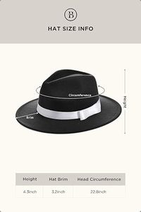 Sombrero Fedora de Fieltro de Lana Negro con Cinta Ajustable, Ala Ancha, Estilo Clásico Unisex para Fiestas, Viajes y Actividades al Aire Libre - Product Image 3
