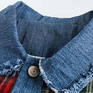 Econex Sports Men's Patchwork Denim <b>Jacket</b> Casual Vintage Sporty Eco-Friendly Breathable Loose Fit Autumn Winter Washed Raw Edge - Product Image 4