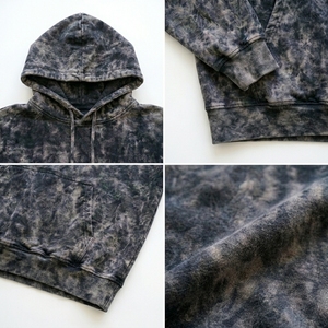 Sudadera con capucha para hombre de lavado vintage, con efecto tie-dye mármol, estilo oversize streetwear, hombro caído, de forro polar de alto gramaje - Product Image 6