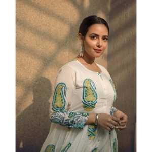 Conjunto de Kurta para Mujer, Transpirable, de Algodón/Fibra de Bambú, Estampado a Mano, Talla XS, Color Blanco - Product Image 5