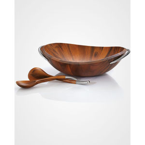 Eco-Friendly Natural Acacia Wood Salad <b>Bowl</b> Set <b>Large</b> Round Handmade <b>Wooden</b> Serving <b>Bowl</b> For Kitchen & Home Dinnerware - Product Image 2
