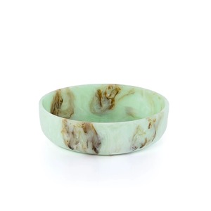 <b>Crystal</b> Finish Resin Pedestal Bowl with Matching Tray and Designer Saucers for Modern Elegant Dining - Product Image 6